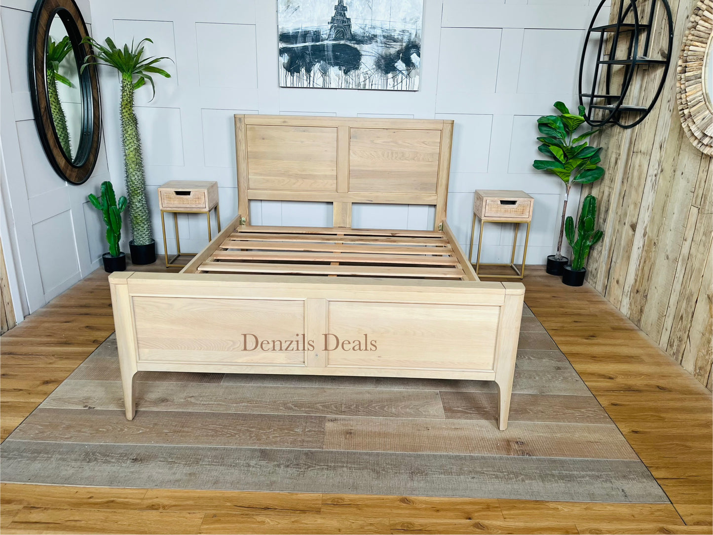 King-Size Four-Poster Bed, NEWTON Light Natural Solid Oak Bed