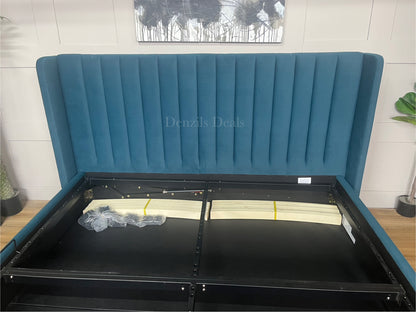 Super King Ottoman Bed | BLOOMSBURY Sunningdale Kingfisher Fabric