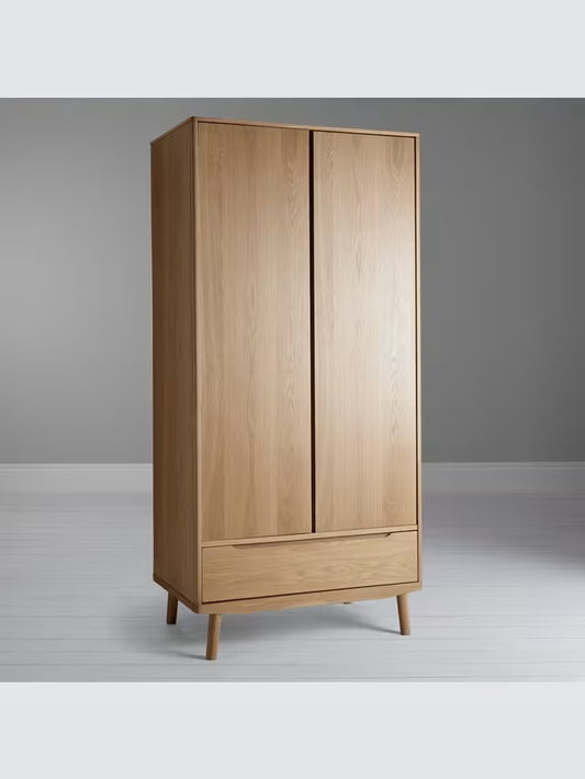 John Lewis Bow Double Wardrobe & Drawer, Natural R3