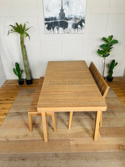 John Lewis Mona Garden Dining Table & Two Benches, FSC- Certified Acacia Wood