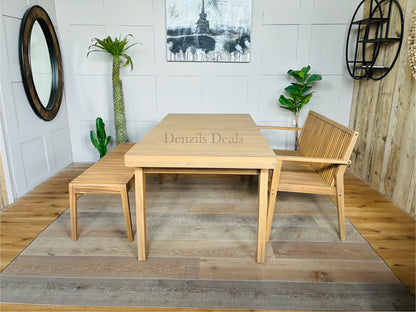 John Lewis Mona Garden Dining Table & Two Benches, FSC- Certified Acacia Wood