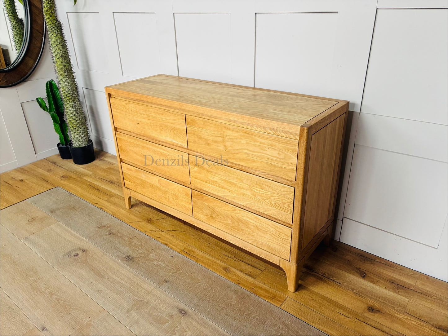 DURHAM Natural Oak 6 Drawer Chest, Oak Furnitureland