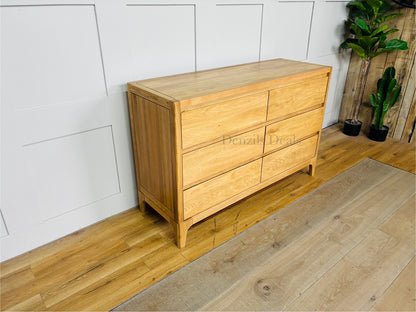 DURHAM Natural Oak 6 Drawer Chest, Oak Furnitureland