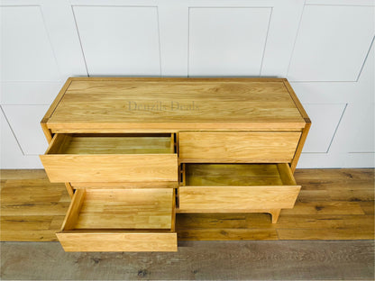 DURHAM Natural Oak 6 Drawer Chest, Oak Furnitureland