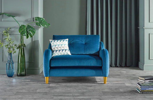 Oak Furniture Land Houston  Loveseat Teal Velvet Armchair #8777/9