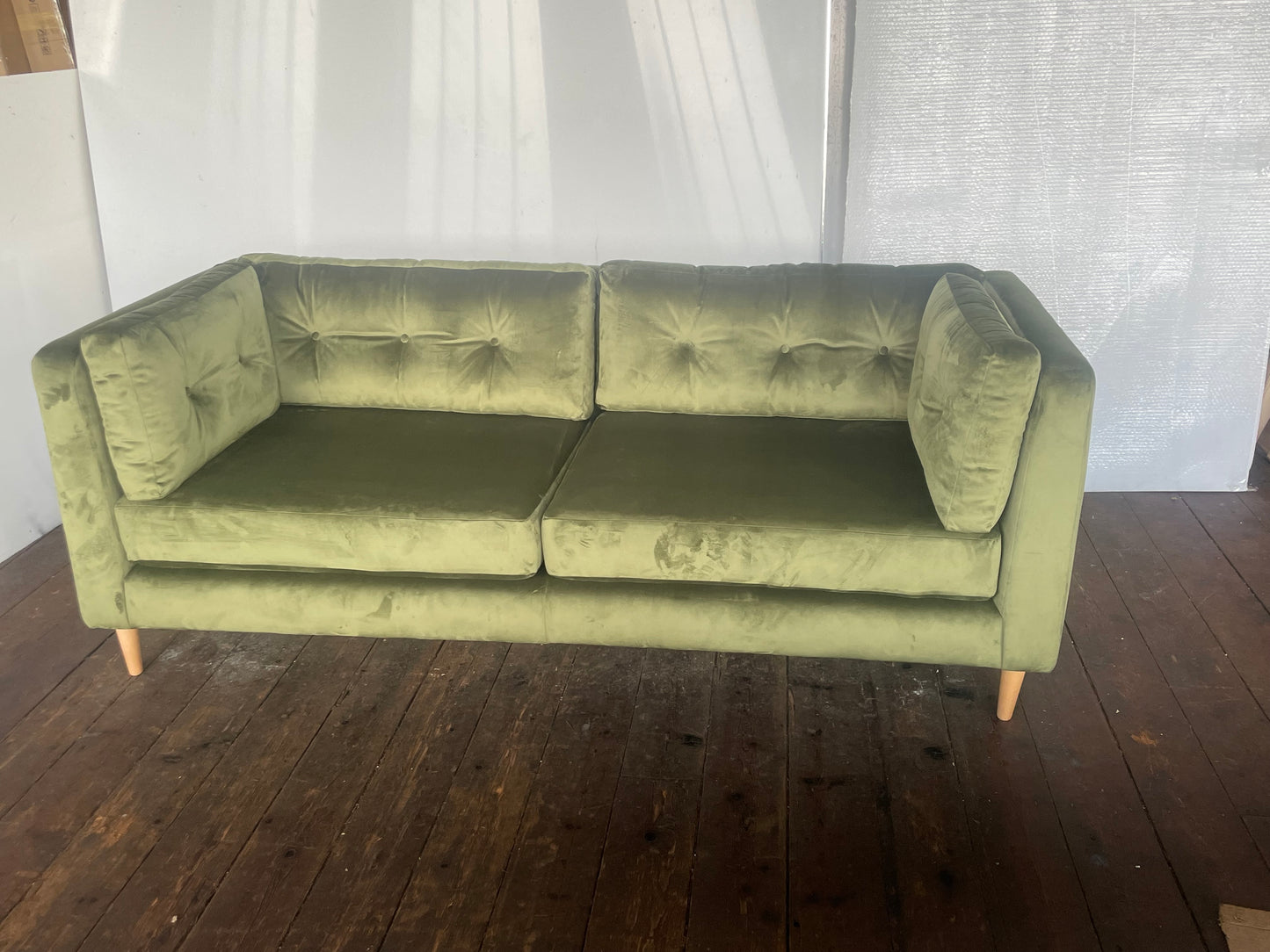 John Lewis Booth Large 3 Seater Sofa - Green Velvet R42