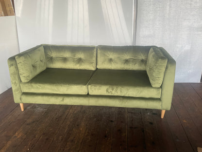 John Lewis Booth Large 3 Seater Sofa - Green Velvet R42