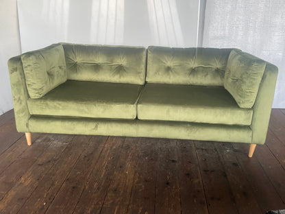 John Lewis Booth Large 3 Seater Sofa - Green Velvet R42