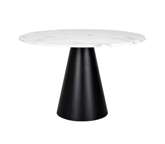 Richmond Degas Round Dining Table In Black & White - 120cm