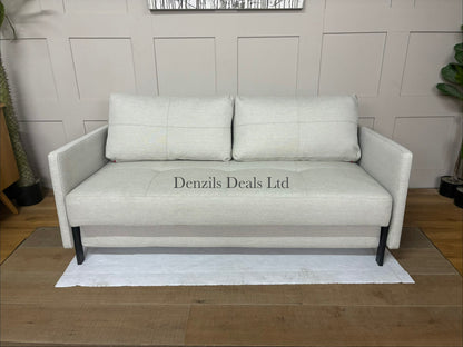 
Top view Innovation Living Cubed 160 modern sofa bed in Mixed Dance Natural fabric with wooden legs.