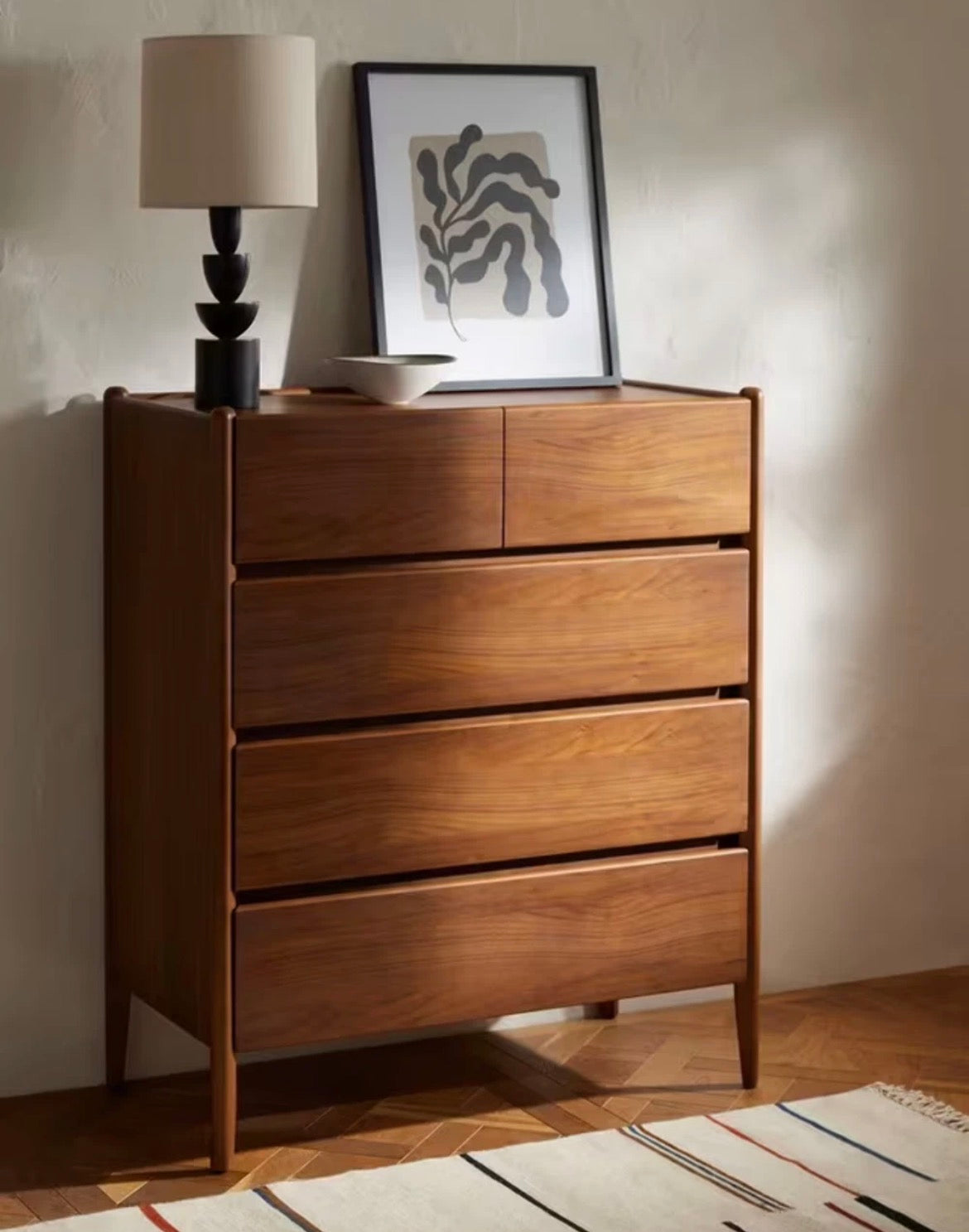 John Lewis Scandi 5 Drawer Wood Chest, Walnut Finish.