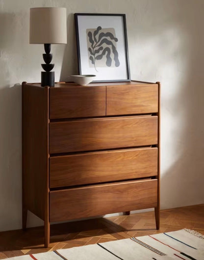 John Lewis Scandi 5 Drawer Wood Chest, Walnut Finish.