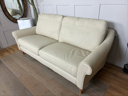 John Lewis Camber Grand 4 Seater Leather Sofa, Light Leg, Matt Pearl, With an elegant slender scroll arm, the Camber range delivers maximum style without compromising on comfort. A supportive sit, with a high back