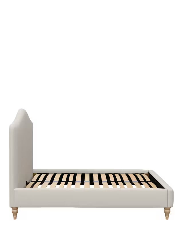 John Lewis Alice Upholstered Bed Frame in king size with a beige woven finish