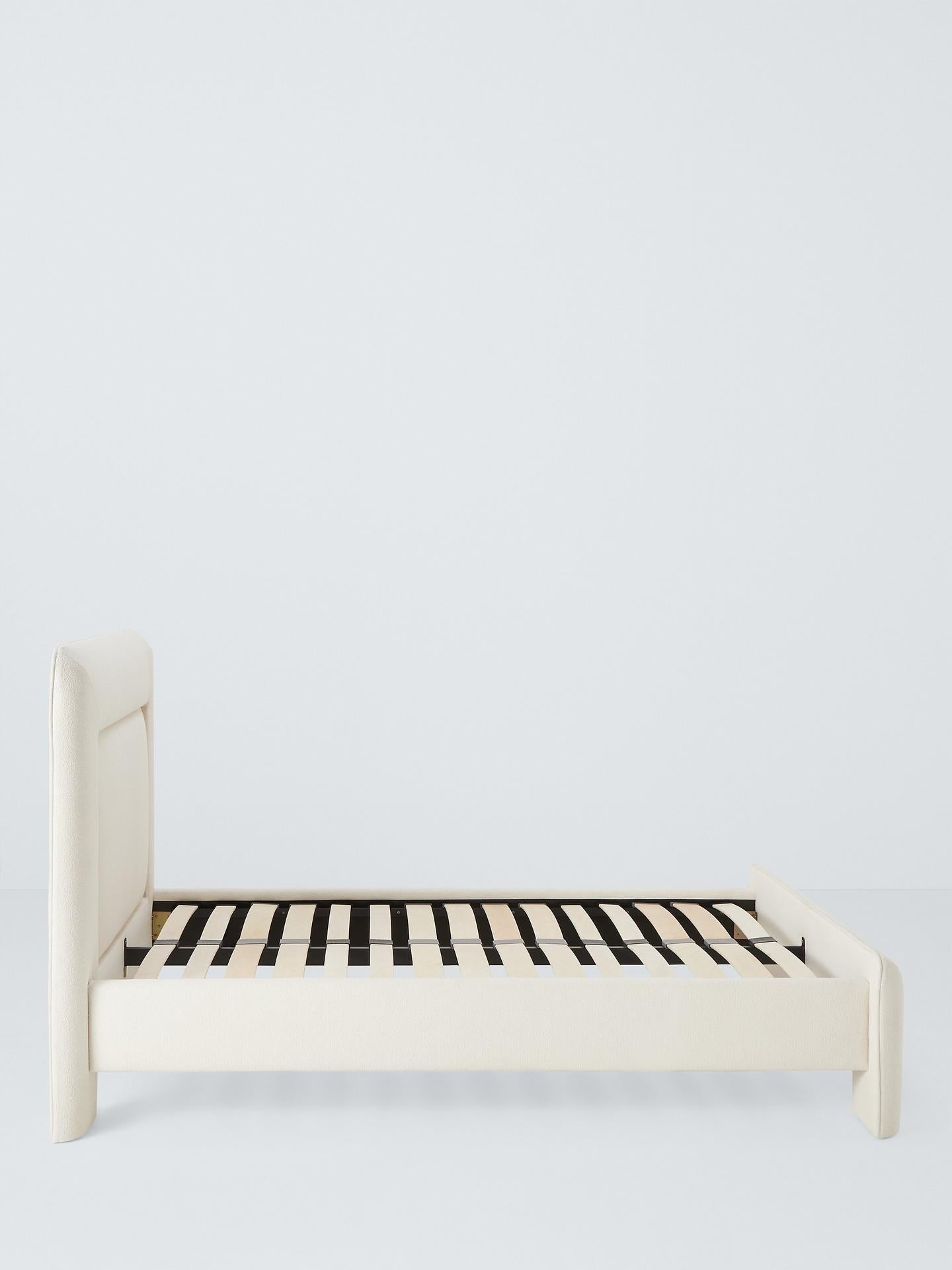 John Lewis Blocky super king bed frame upholstered in textured white bouclé fabric