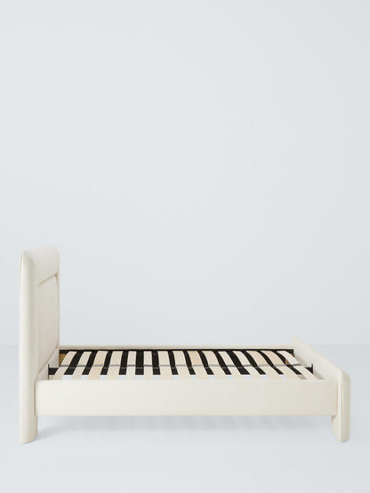 John Lewis Blocky super king bed frame upholstered in textured white bouclé fabric
