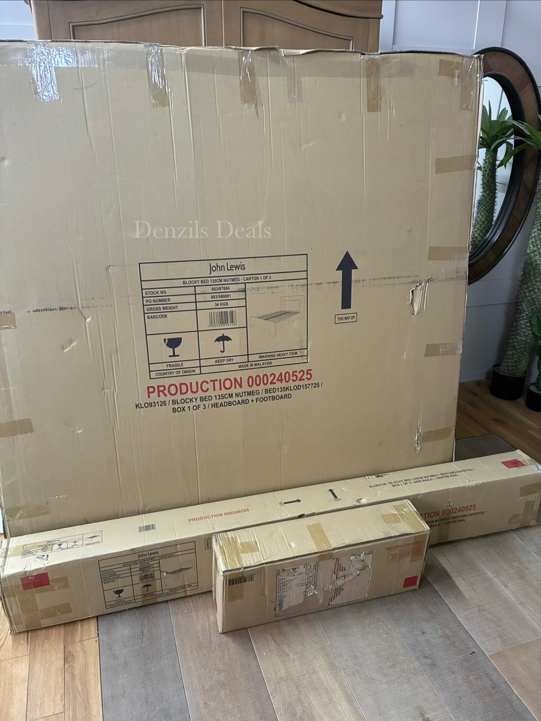 John Lewis Blocky Upholstered Bed Frame, Double, Nutmeg