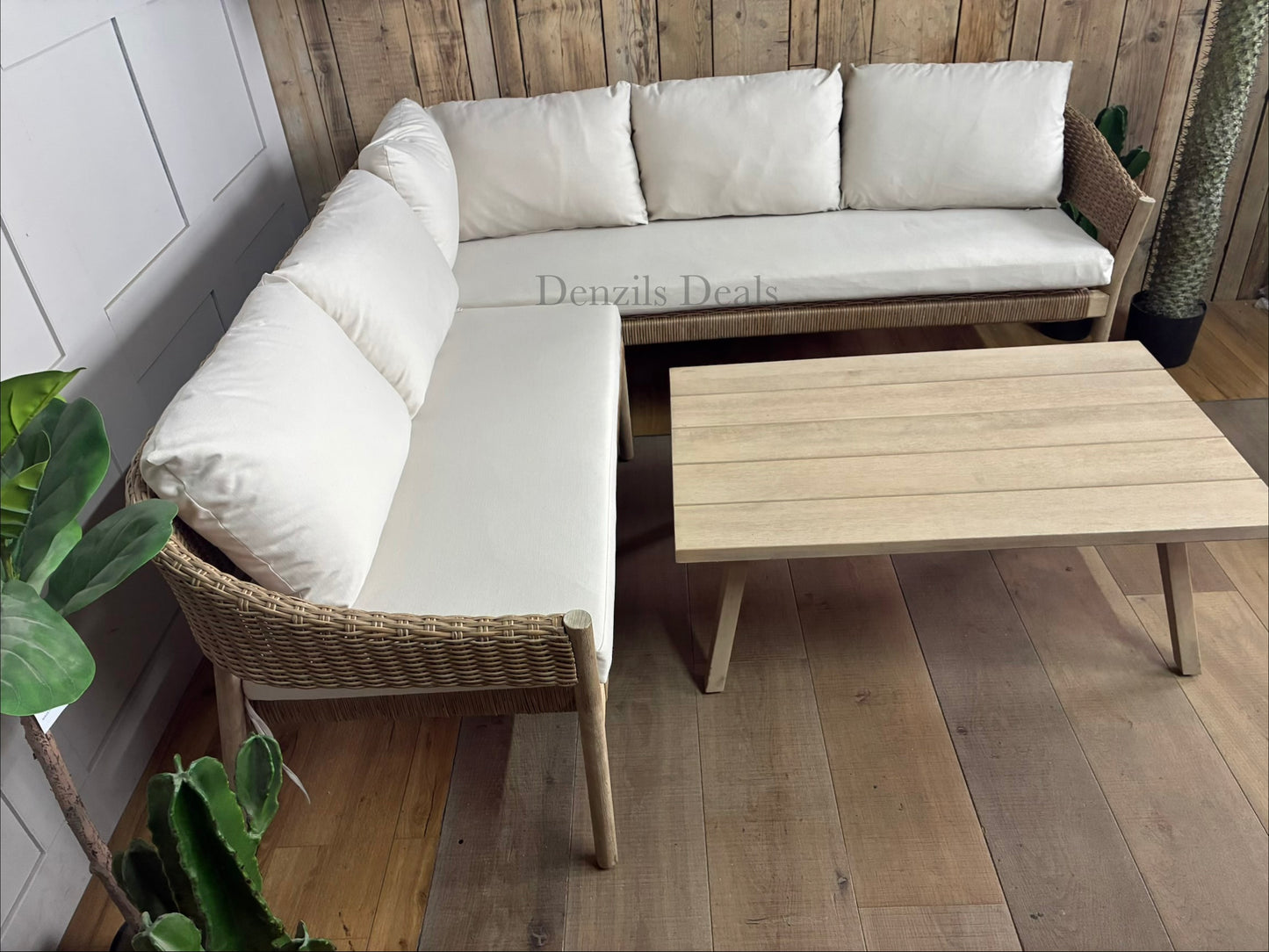 John Lewis Burford 5-Seater Woven Corner Garden Sofa & coffee Table Rrp £1390