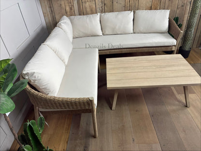 John Lewis Burford 5-Seater Woven Corner Garden Sofa & coffee Table Rrp £1390
