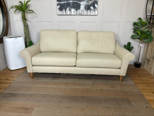 John Lewis Camber Grand 4 Seater Leather Sofa, Light Leg, Matt Pearl, With an elegant slender scroll arm, the Camber range delivers maximum style without compromising on comfort. A supportive sit, with a high back