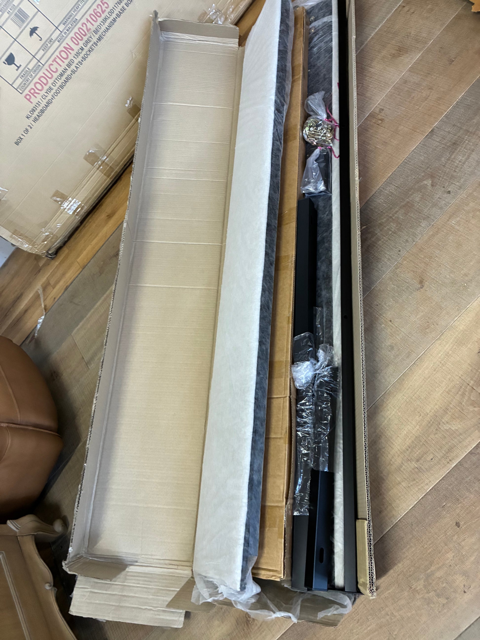 John Lewis Clyde Ottoman Storage Bed Frame, Brushed Weave Grey