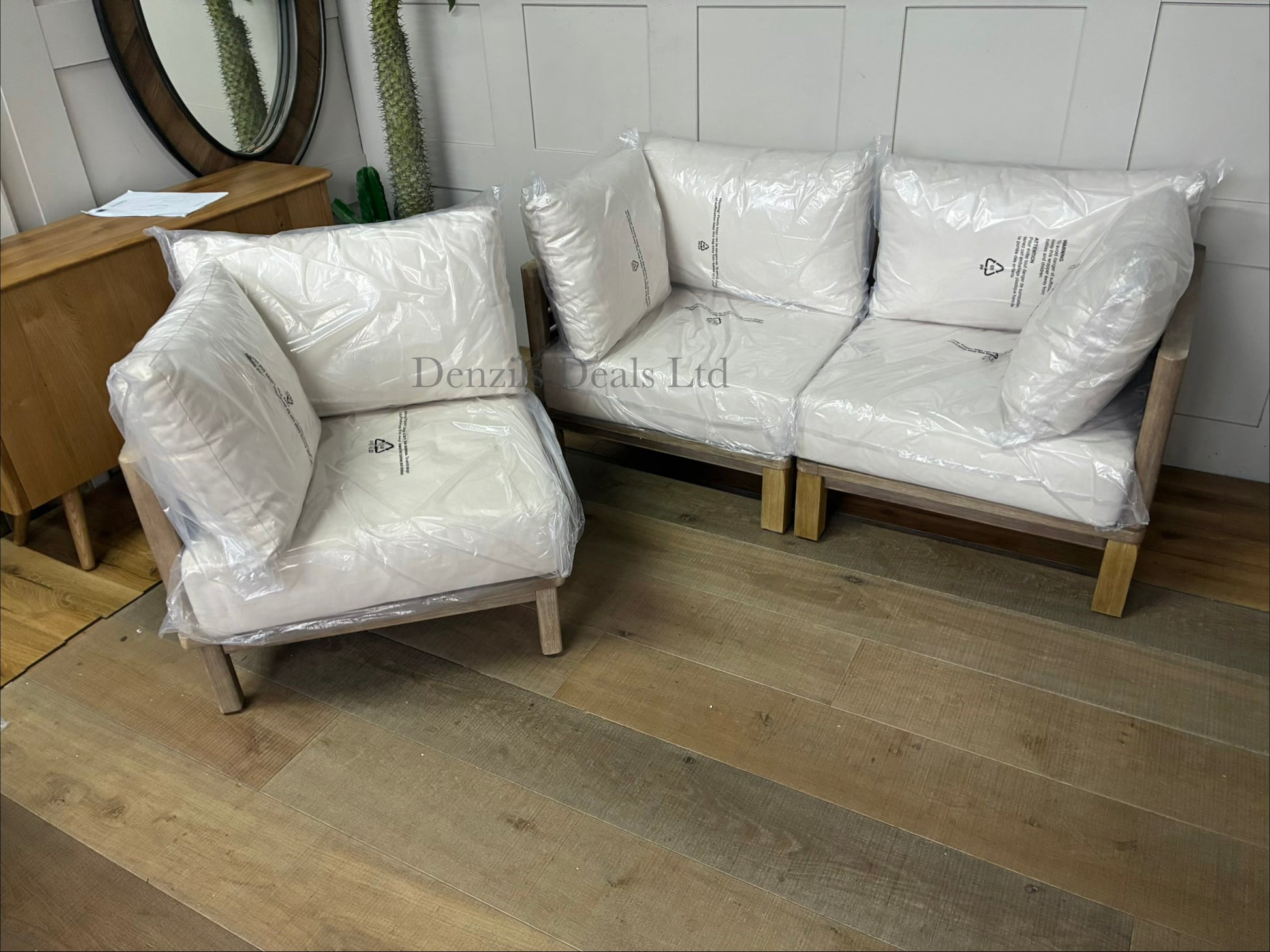  John Lewis Coast Eucalyptus Wood Garden Corner Unit Chairs, there jointed to creat a corner sofa 