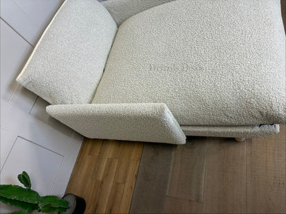 John Lewis Cozmo Cosy 1.5 Seater Chaise Snuggler, Ecru Boucle Natural Piping with Feather and foam filling for a long, comfortable sit