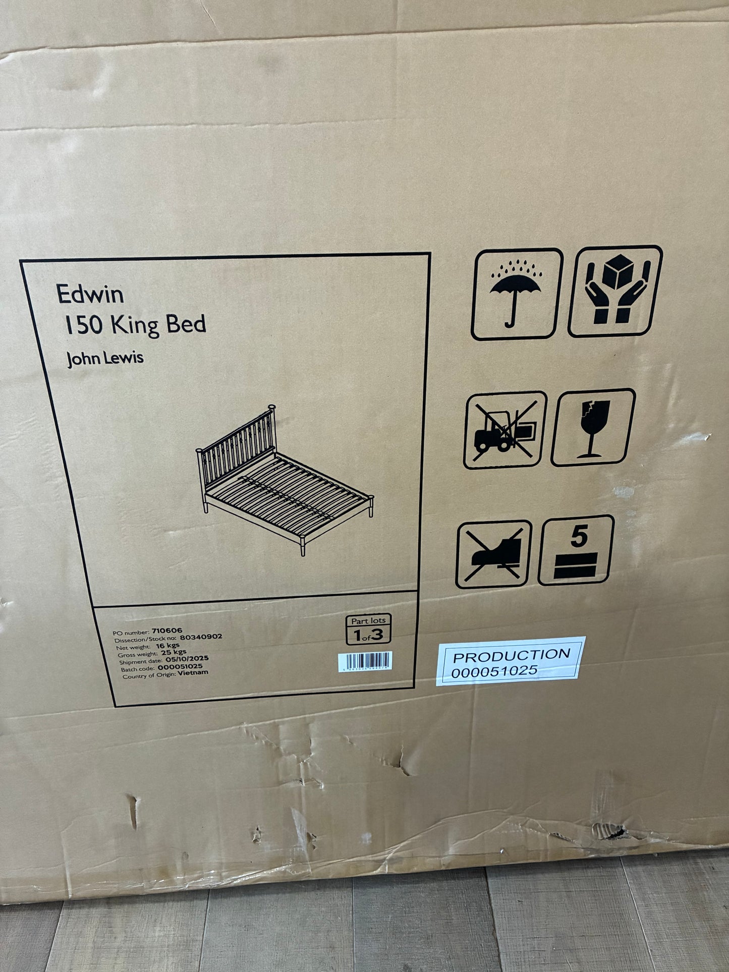 John Lewis Edwin Bed Frame, King Size, Stained Oak