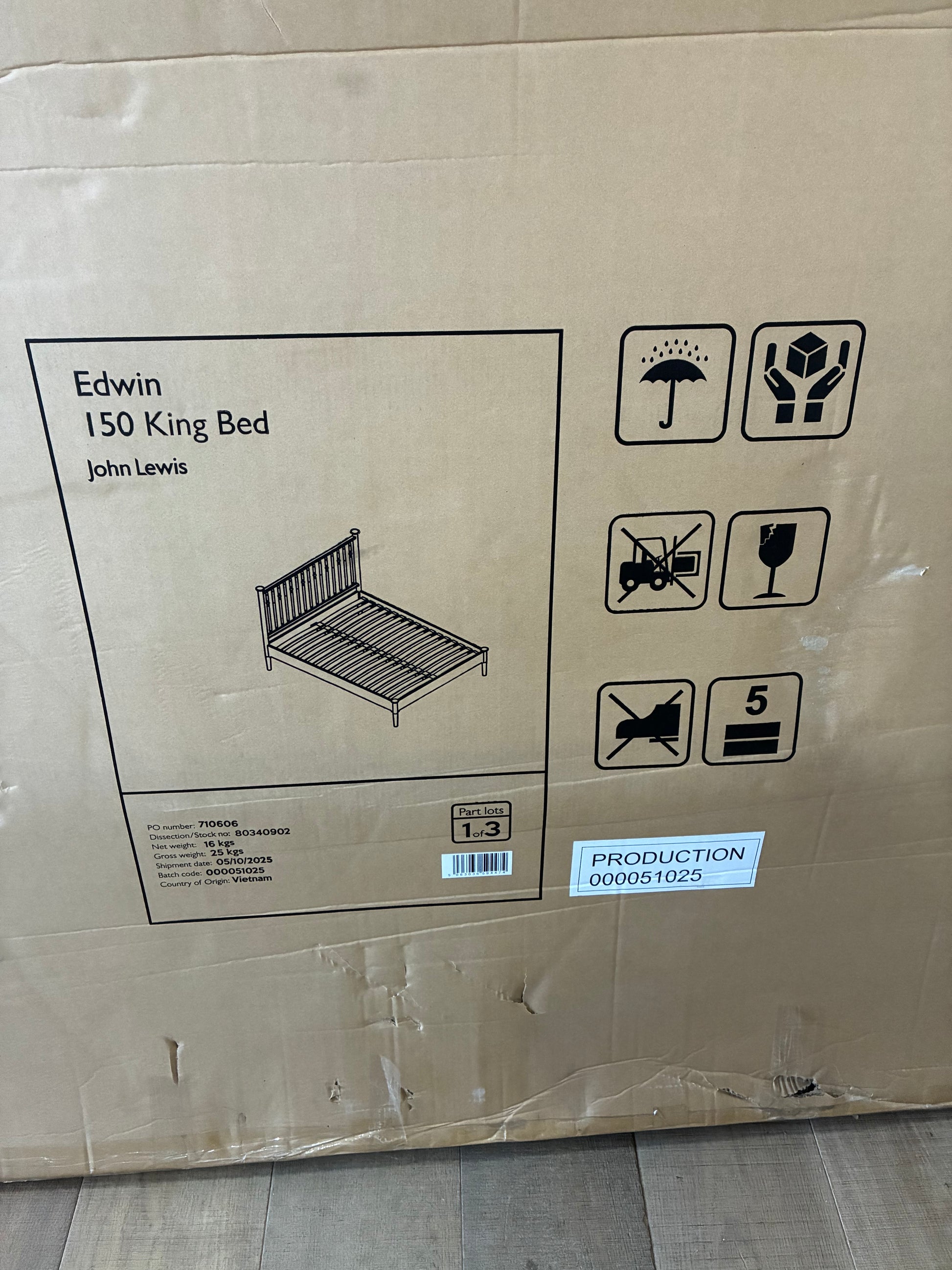 John Lewis Edwin Bed Frame, King Size, Stained Oak