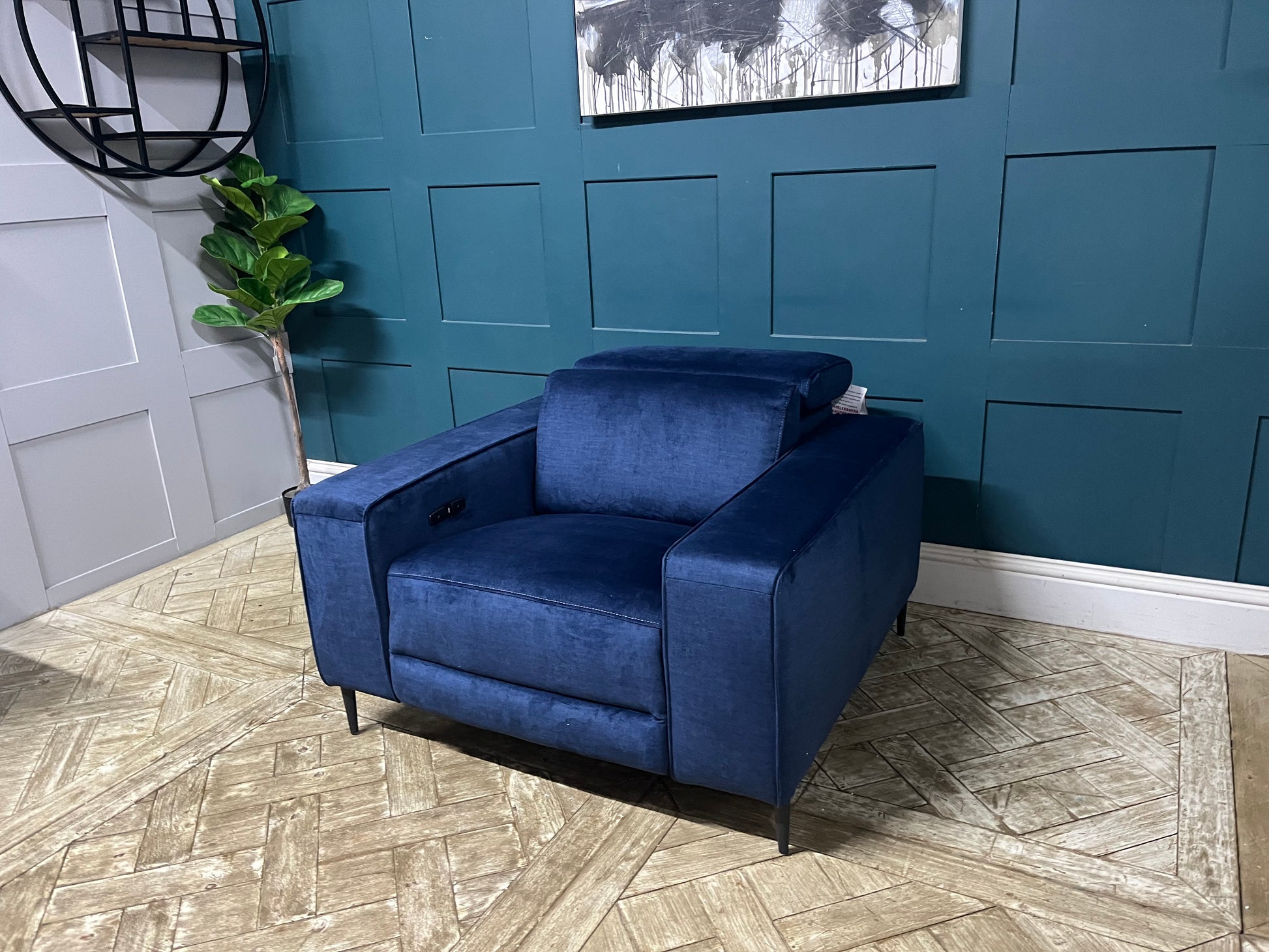 John Lewis Gradient Power Recliner Armchair in Navy Chenille Fabric