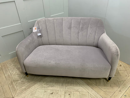 John Lewis Meghan fluted back petite velvet sofa with dark wood legs