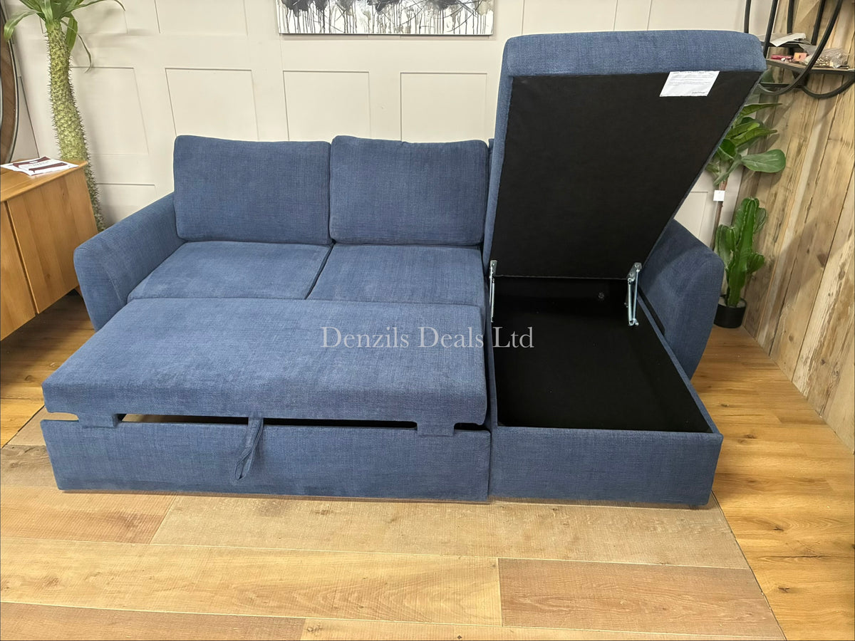John Lewis Sansa scroll arm chaise end sofa bed with hidden storage upholstered in a textured fabric. includes modular designs with hidden storage and pull-out double bed