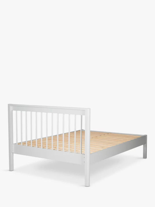 John Lewis white spindle double bed frame with classic slatted headboard