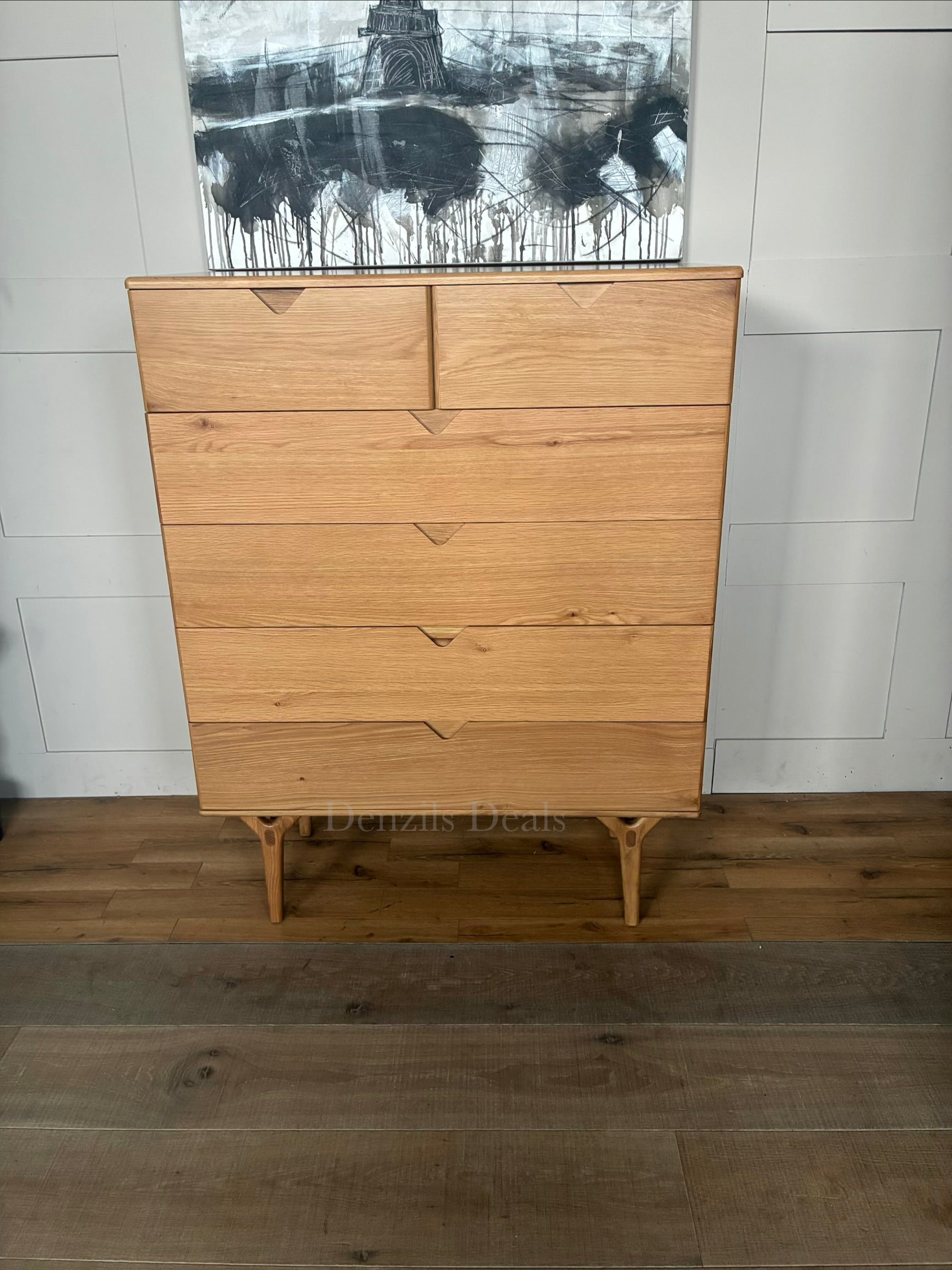 John Lewis X-Ray 3 Drawer Chest in natural oak wood with smooth curves and a mid-century modern design