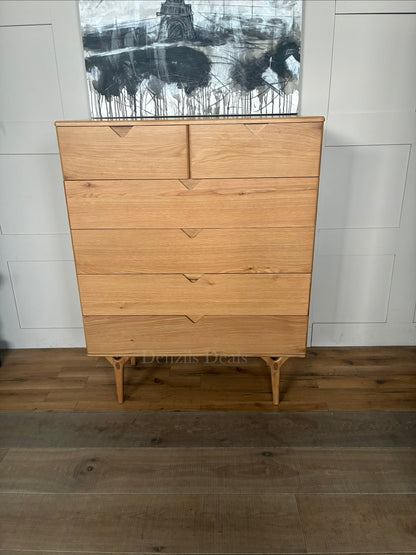 John Lewis X-Ray 3 Drawer Chest in natural oak wood with smooth curves and a mid-century modern design