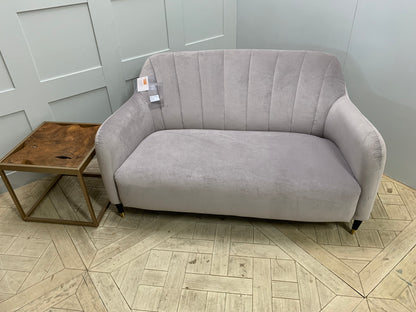 John Lewis Meghan fluted back petite velvet sofa with dark wood legs