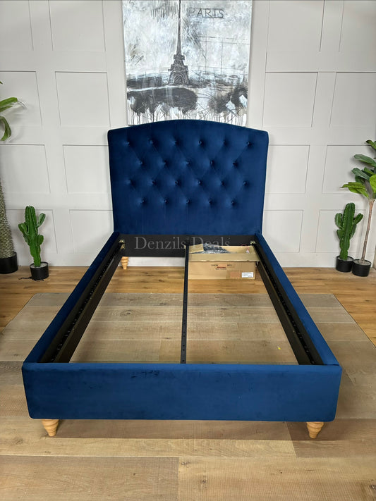 John Lewis Rue Upholstered Bed Frame, Small Double, Deep Velvet Royal Blue