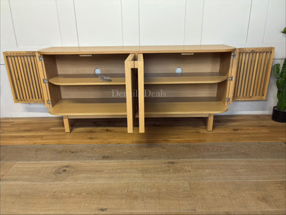 John Lewis slatted oak TV stand sideboard with slatted cabinet doors for TVs up to 60 inches