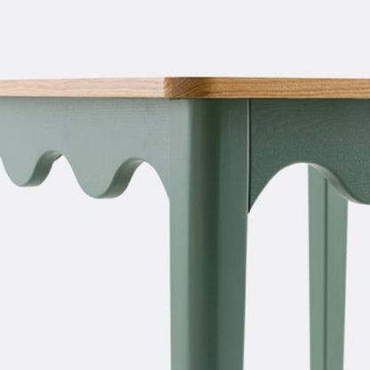 La Redoute Interieurs Kristen rectangular dining table with a rounded oak veneer top and solid birch legs In green