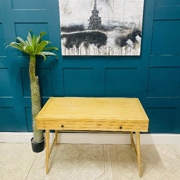 Loaf Clever Bubba Desk in natural oak with a drawer, styled in a minimalist home office setting