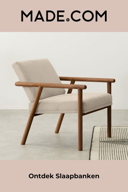 Made.com Lars Accent Armchair Stone Micro with Walnut Stain