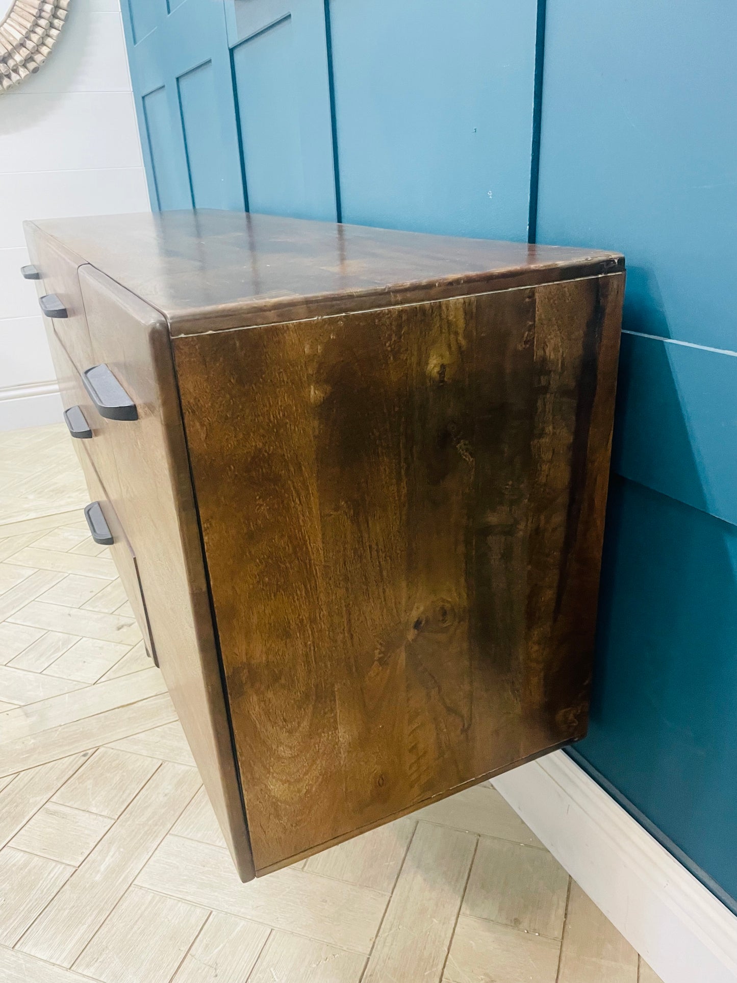Internal view of the Lucien large sideboard showing spacious storage compartments and drawers
