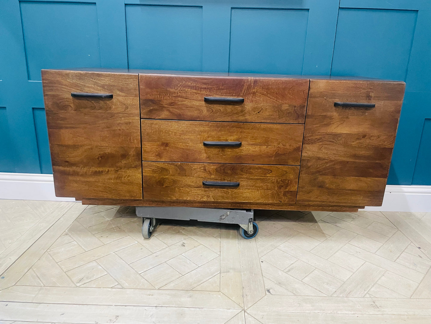 Internal view of the Lucien large sideboard showing spacious storage compartments and drawers