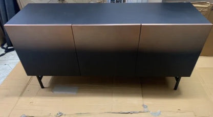 Made.com Sulta Wide Sideboard in Brass & Black Ombre with industrial-style black legs.