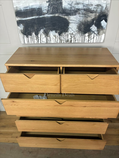 Mid-century modern oak 3-drawer chest by John Lewis. Open view