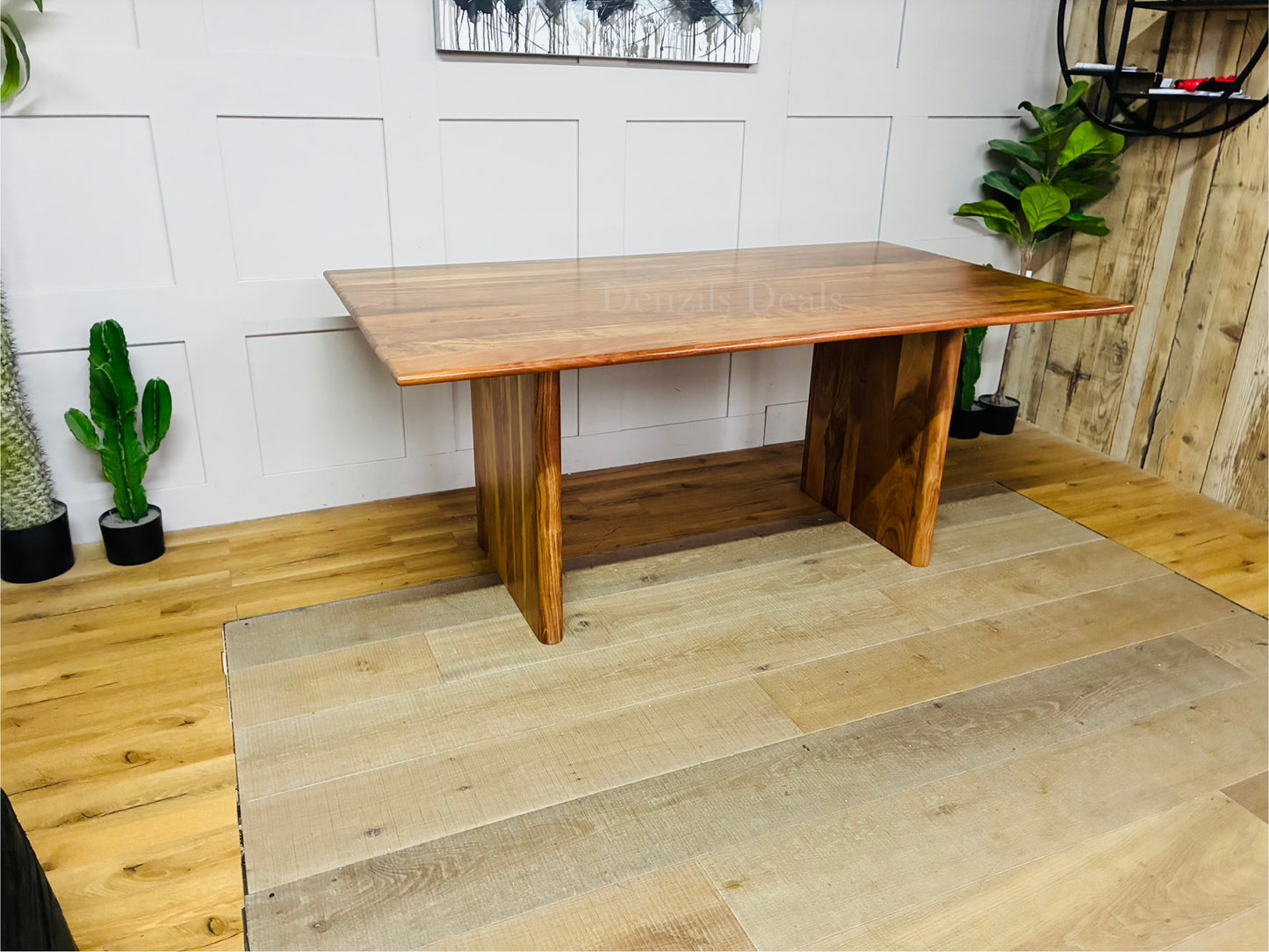 Gallery Direct Home Natural Eddleston 6 Seater Dining Table 180cm in solid acacia wood with curved legs
