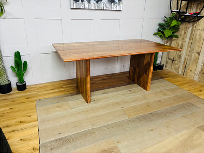 Gallery Direct Home Natural Eddleston 6 Seater Dining Table 180cm in solid acacia wood with curved legs