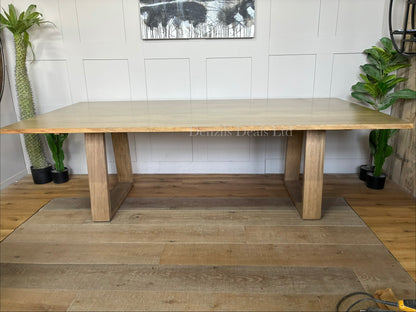 Nick Scali Natami dining table in solid South American Ash with minimalist Scandinavian design.