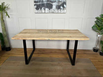 Nkuku Fia 6-seater natural mango wood table with angular iron legs