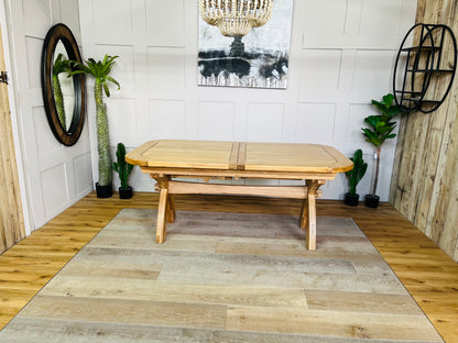 Oak Furnitureland Hercules extendable oak dining table set for 12 people.